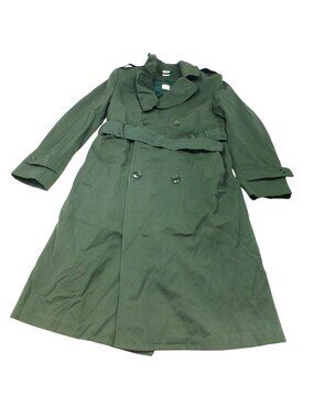 VTG U.S. Army AG-44 Wool Gabardine Overcoat 36R AG-44 Belt & Removable Liner Gre